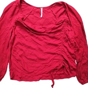 FREE PEOPLE Women Top Shirt Blouse OB1371868 Red Viscose Size Small $88